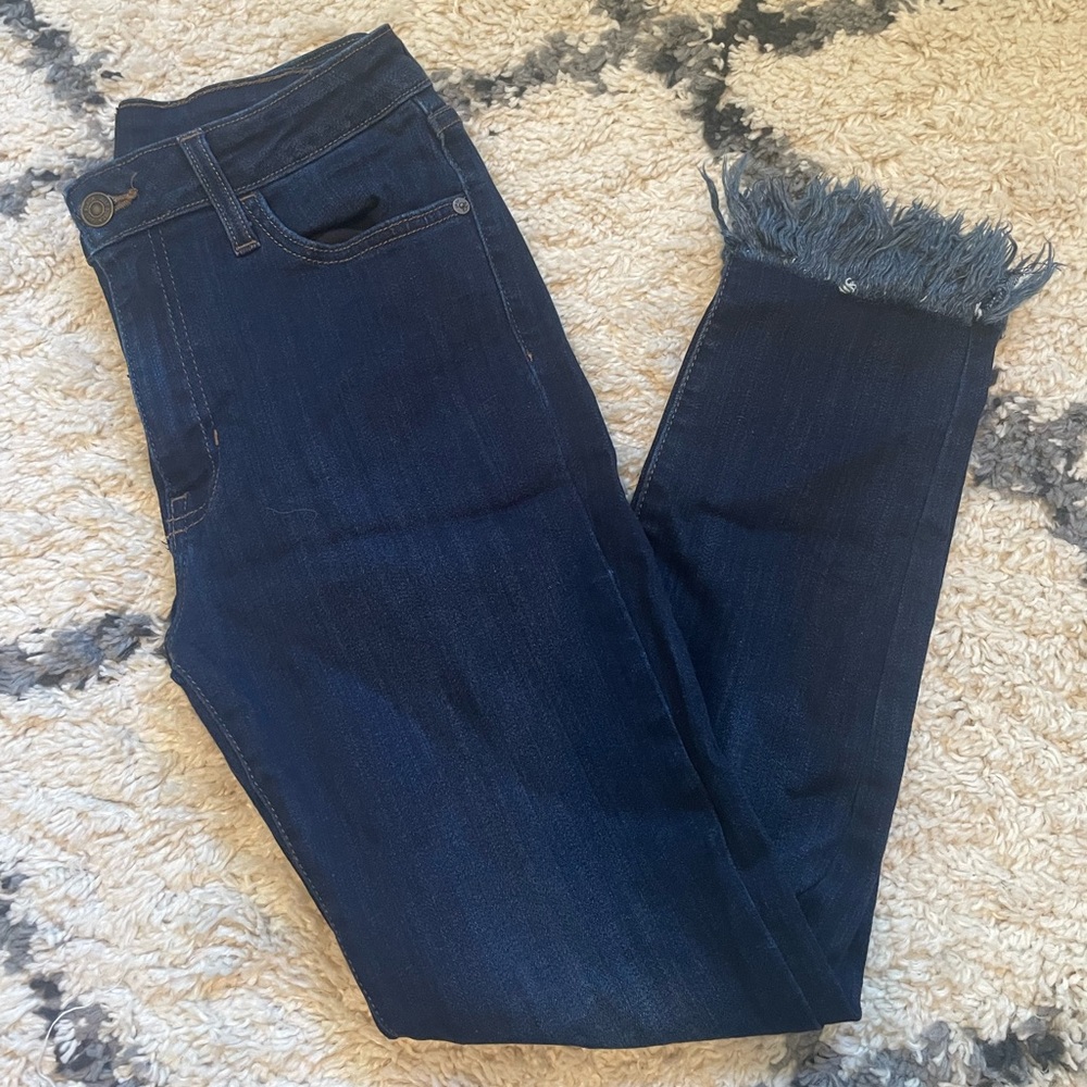 Just Black blue jeans with fringe ends